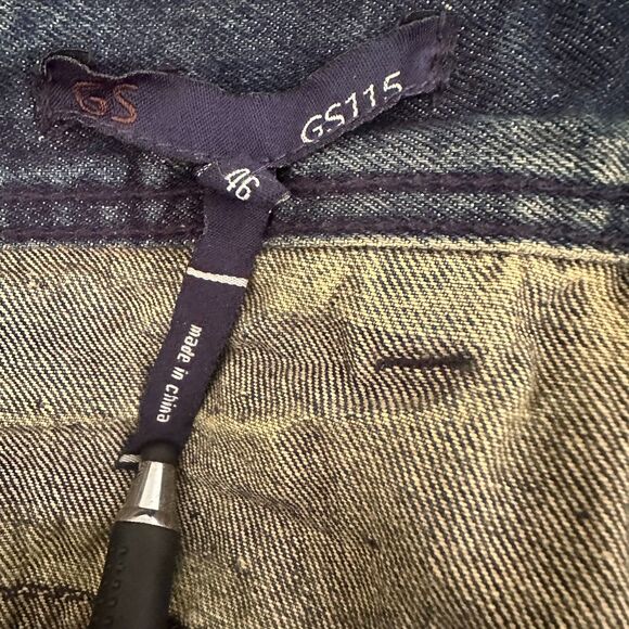 GS Jeans Men Size 46 Straight Relaxed Fit Y2K Thick Stitch Detail Wide Leg Blue - Picture 4 of 4